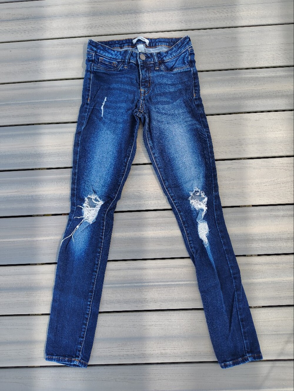 refuge Dark Indigo Distressed Skinny Jeans